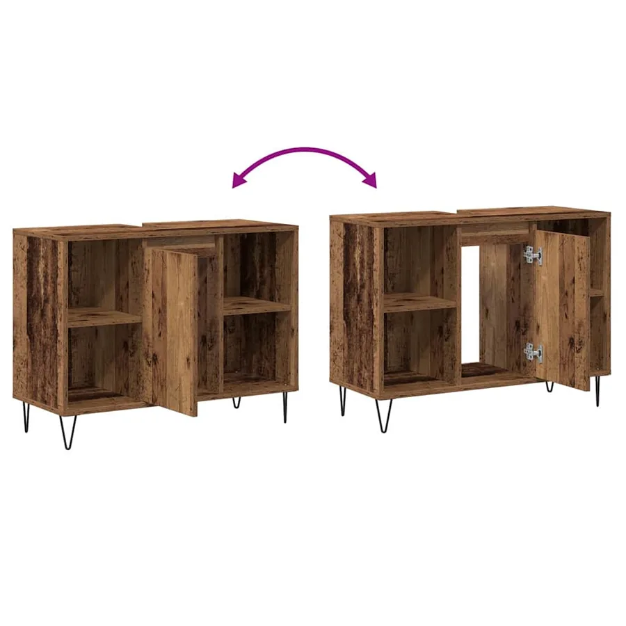 Cabinet de salle de bain avec porte Bois Ancien 80 x 33 x 60 cm - 10