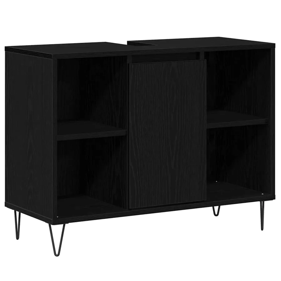 Cabinet de salle de bain Noir 80 x 33 x 60 cm Bois d'ingénierie - 2