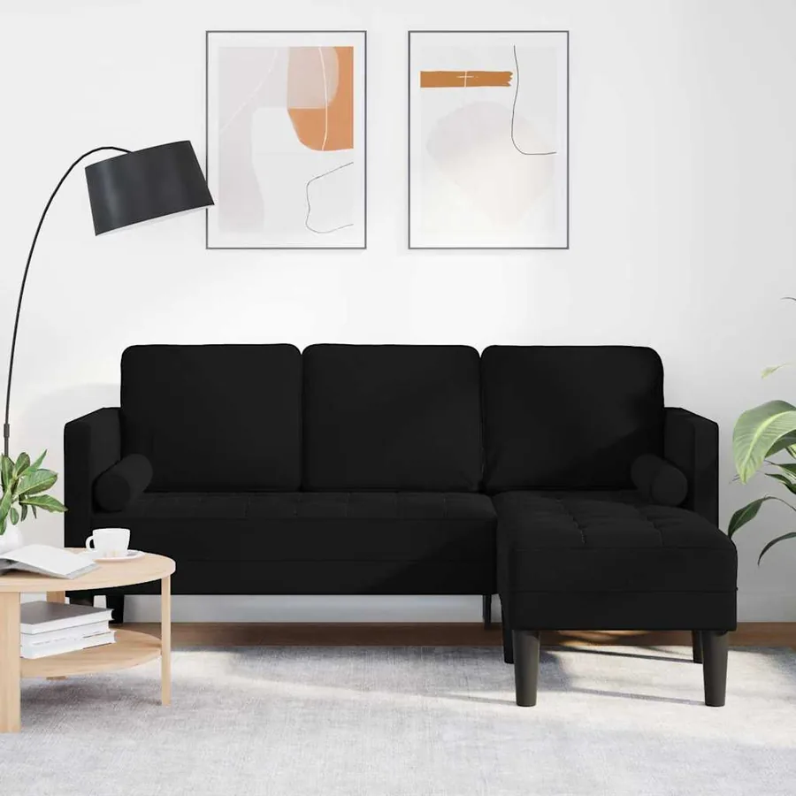Ensemble de Canapés avec coussin Noir Polyester