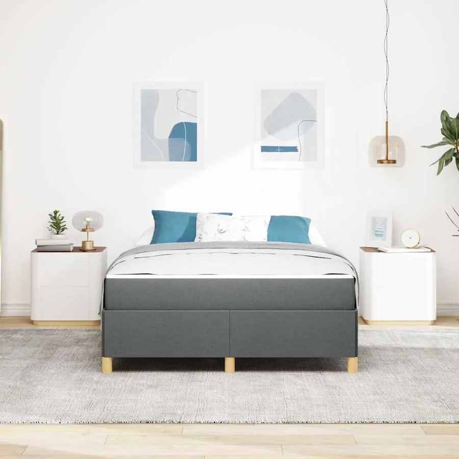 Cadre de lit avec matelas Gris foncé 160 x 200 cm tissu - 3
