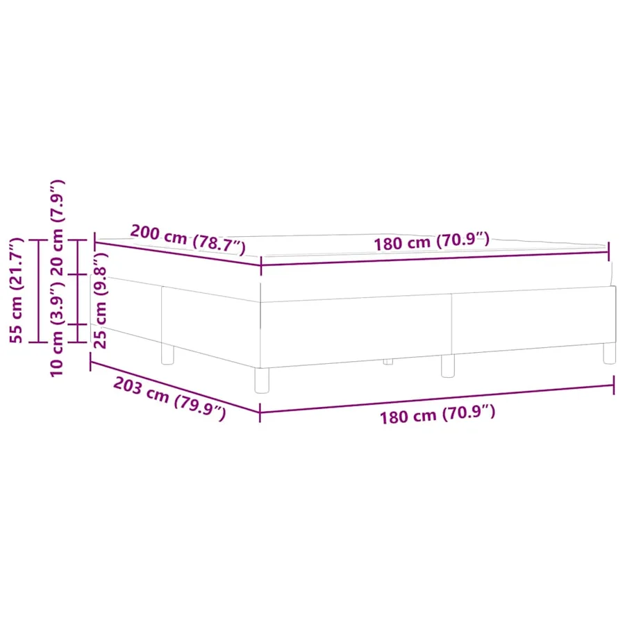 Cadre de lit avec matelas Blanc 180 x 200 cm tissu - 13