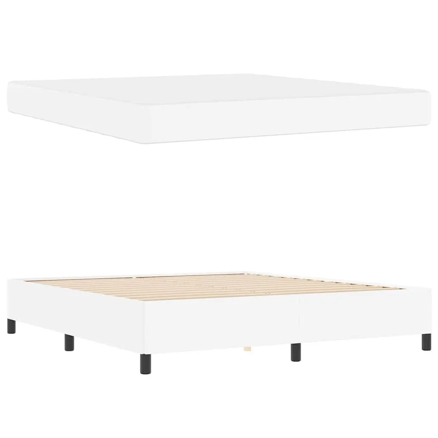 Cadre de lit avec matelas Blanc 180 x 200 cm tissu - 6