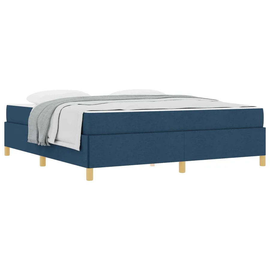 Cadre de lit avec matelas Bleu 180 x 200 cm tissu - 2