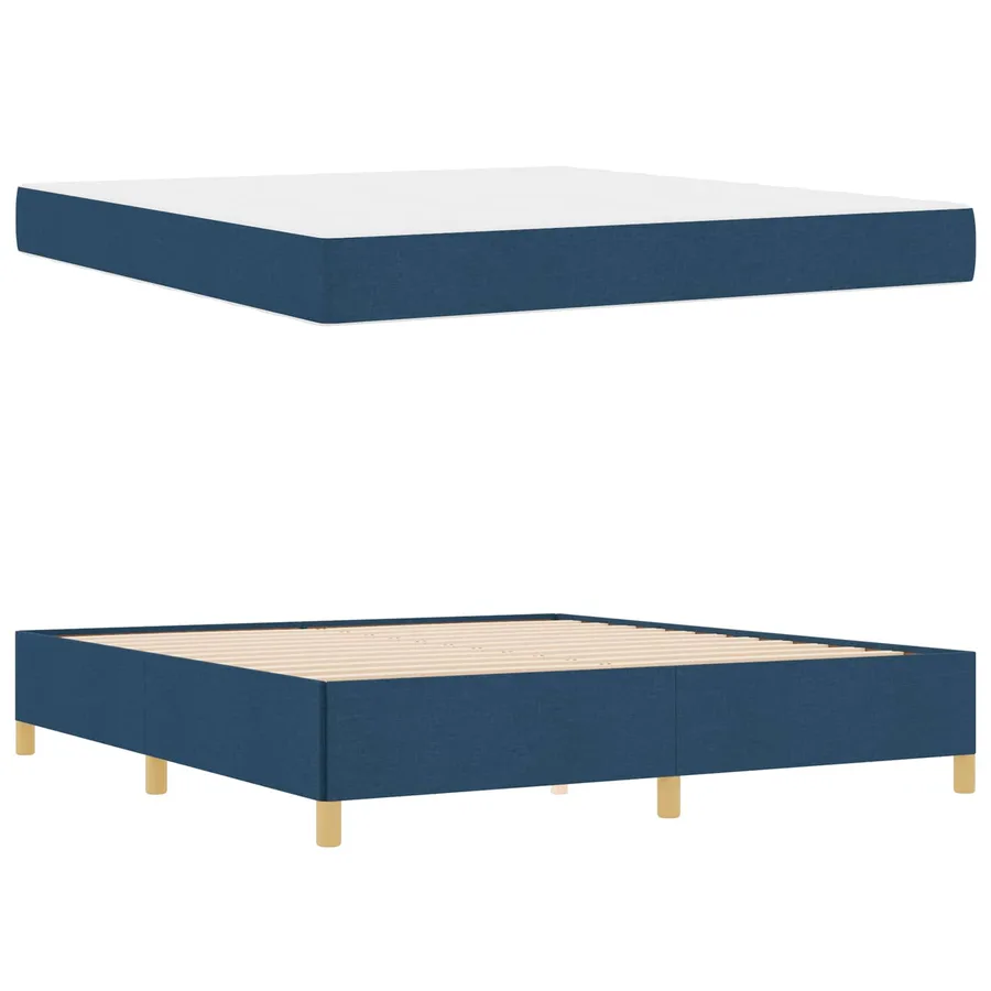 Cadre de lit avec matelas Bleu 180 x 200 cm tissu - 5