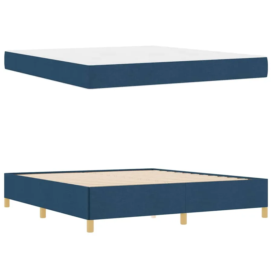 Cadre de lit avec matelas Bleu 180 x 200 cm tissu - 6