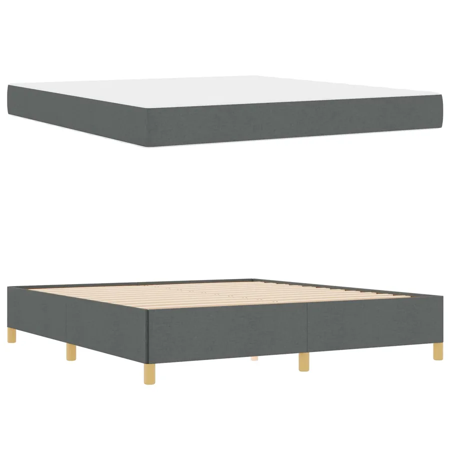 Cadre de lit avec matelas Gris foncé 180 x 200 cm tissu - 5