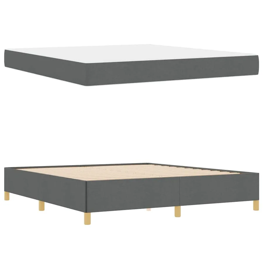 Cadre de lit avec matelas Gris foncé 180 x 200 cm tissu - 6