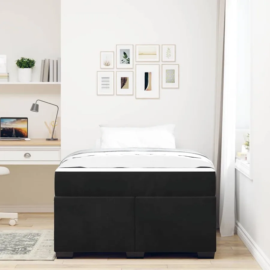 Cadre de lit avec matelas Noir 120 x 190 cm tissu - 3