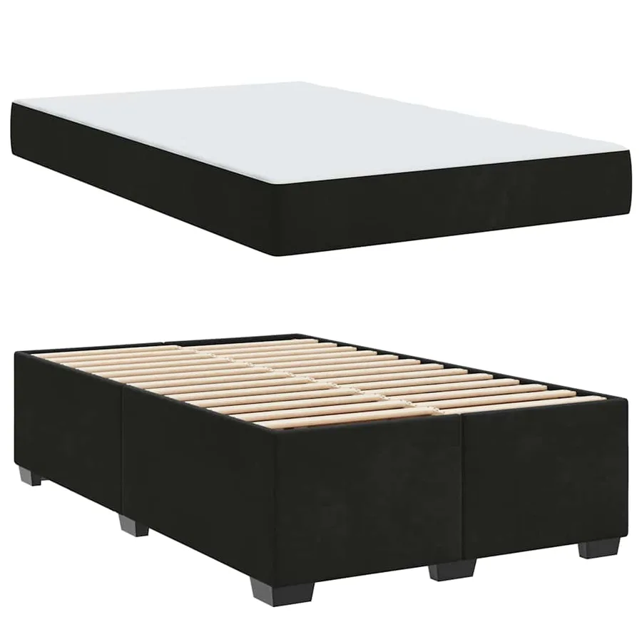Cadre de lit avec matelas Noir 120 x 190 cm tissu - 4