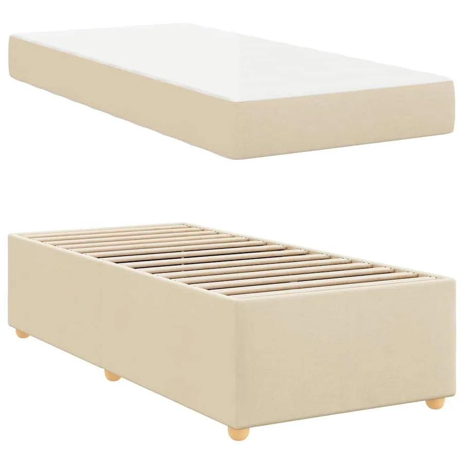 Cadre de lit avec matelas Crème 90 x 190 cm tissu - 4