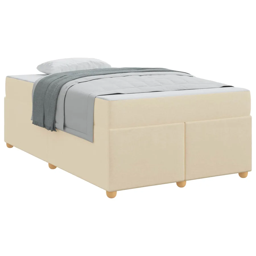 Cadre de lit avec matelas Crème 120 x 190 cm tissu - 3