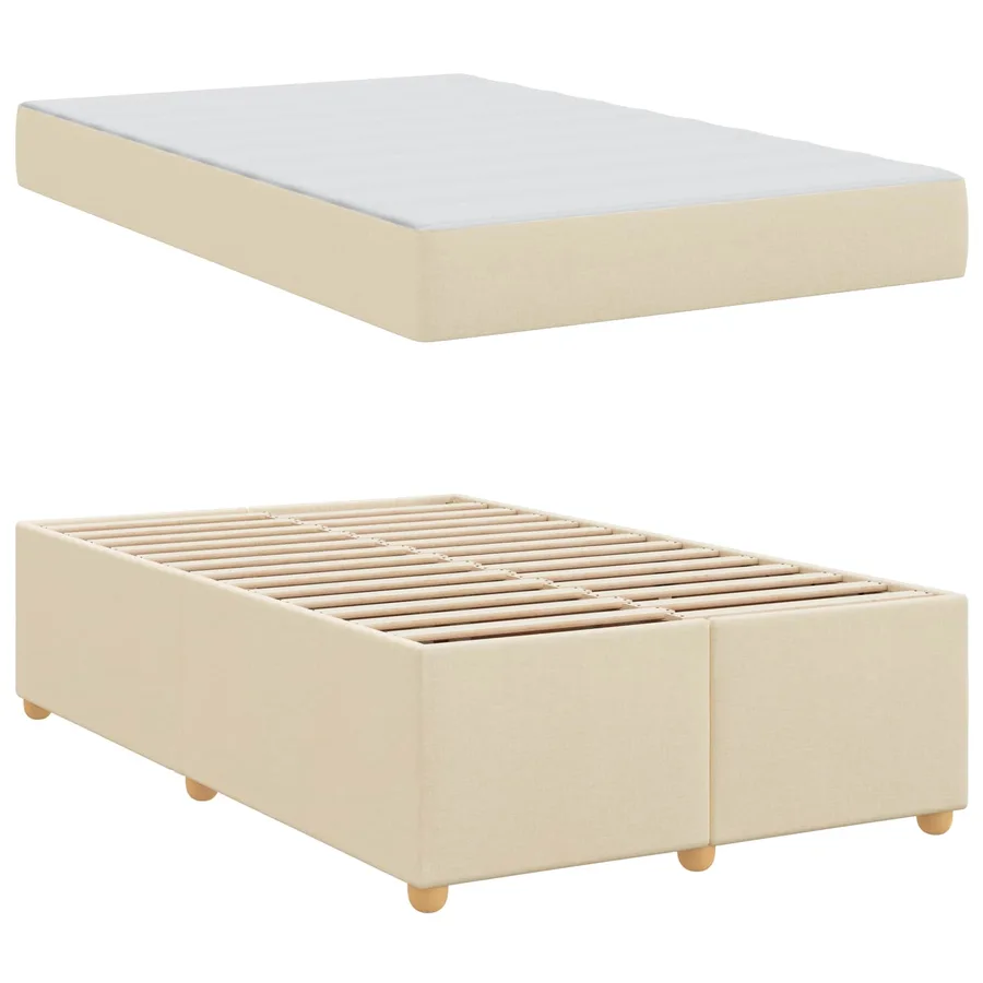 Cadre de lit avec matelas Crème 120 x 190 cm tissu - 5