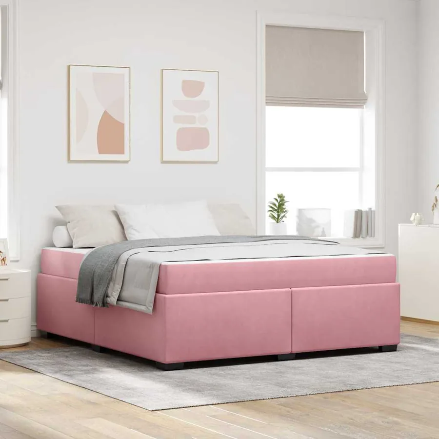Cadre de lit avec matelas Rose 180 x 200 cm tissu