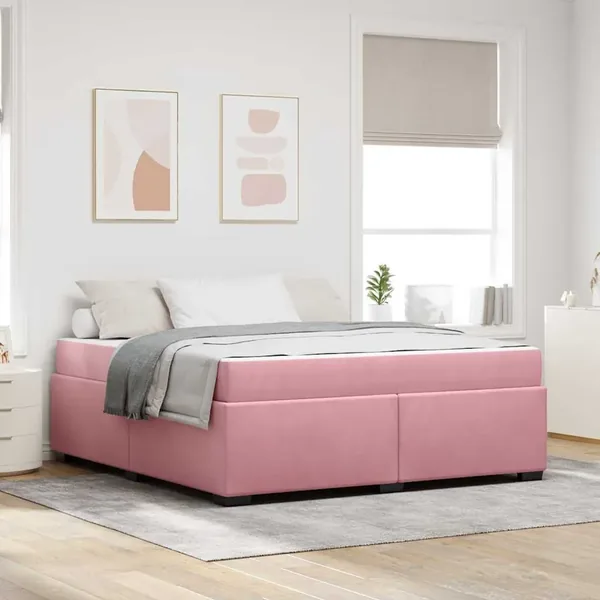 Cadre de lit avec matelas Rose 180 x 200 cm tissu