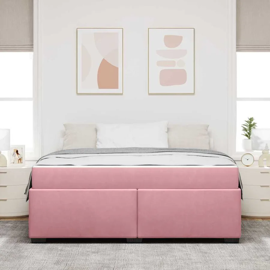 Cadre de lit avec matelas Rose 180 x 200 cm tissu - 3