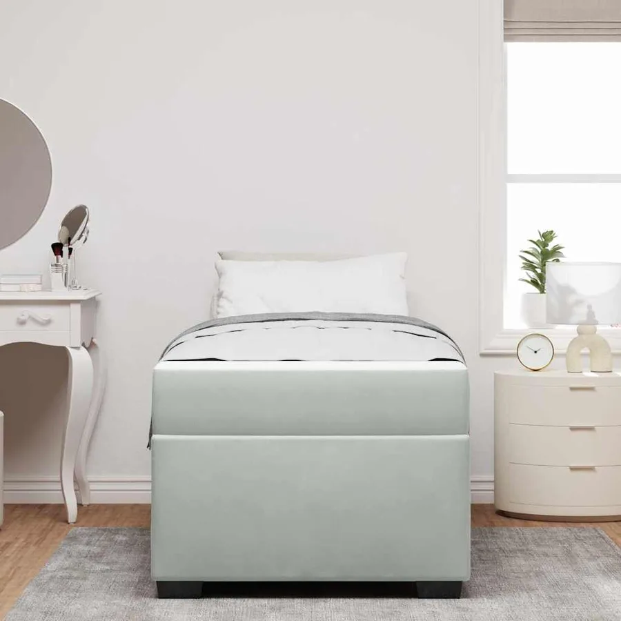 Cadre de lit avec matelas Gris clair 80 x 200 cm tissu - 3