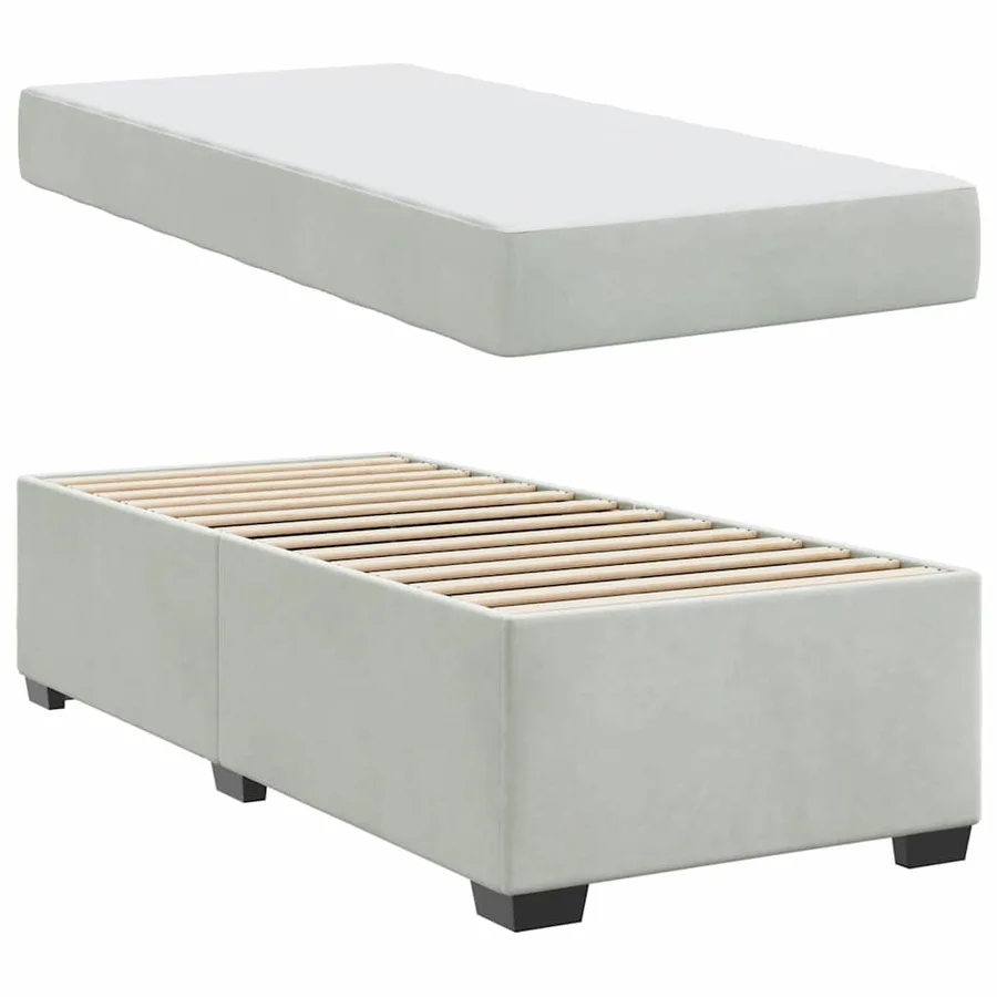 Cadre de lit avec matelas Gris clair 80 x 200 cm tissu - 4
