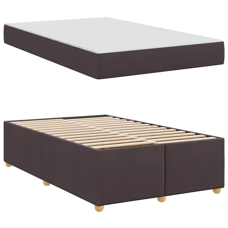 Cadre de lit avec matelas Marron foncé 120 x 190 cm tissu - 4