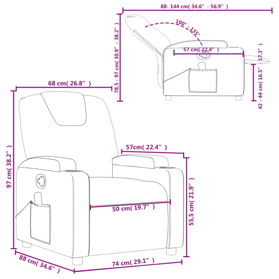 Fauteuil de massage inclinable gris similicuir - 12