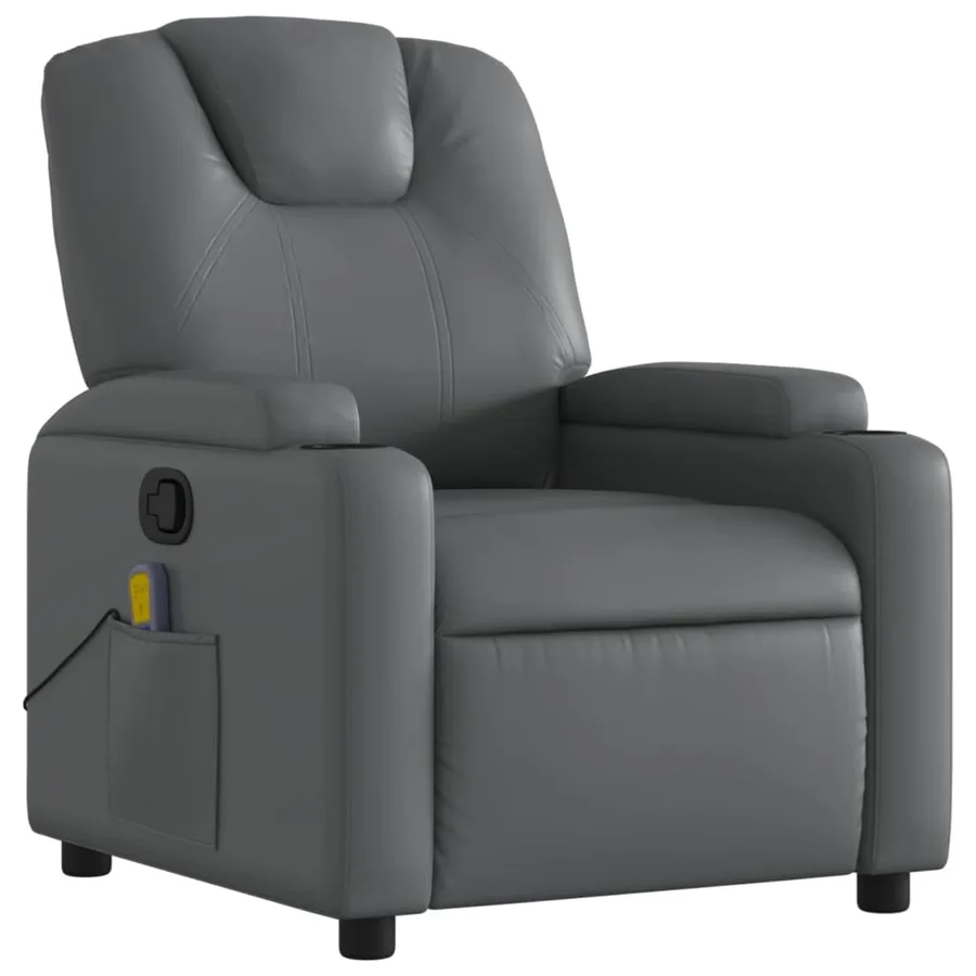 Fauteuil de massage inclinable gris similicuir - 3