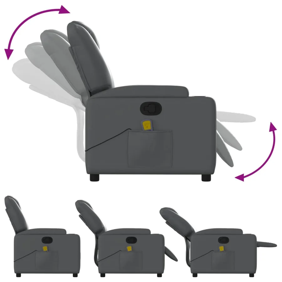 Fauteuil de massage inclinable gris similicuir - 5