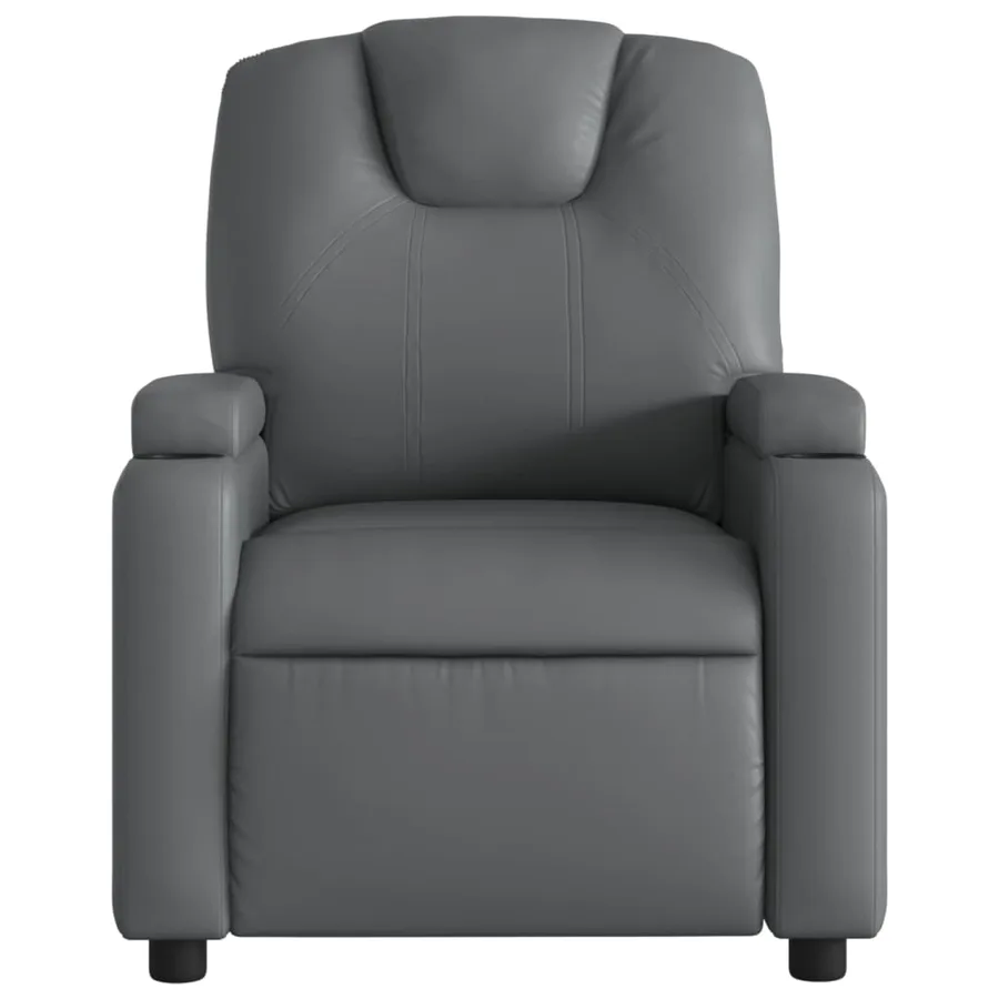Fauteuil de massage inclinable gris similicuir - 7