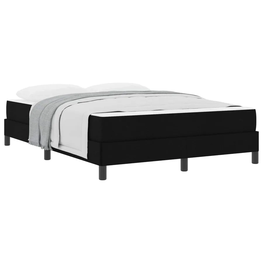 Lit à ressorts avec matelas Noir 160 x 200 cm tissu - 2