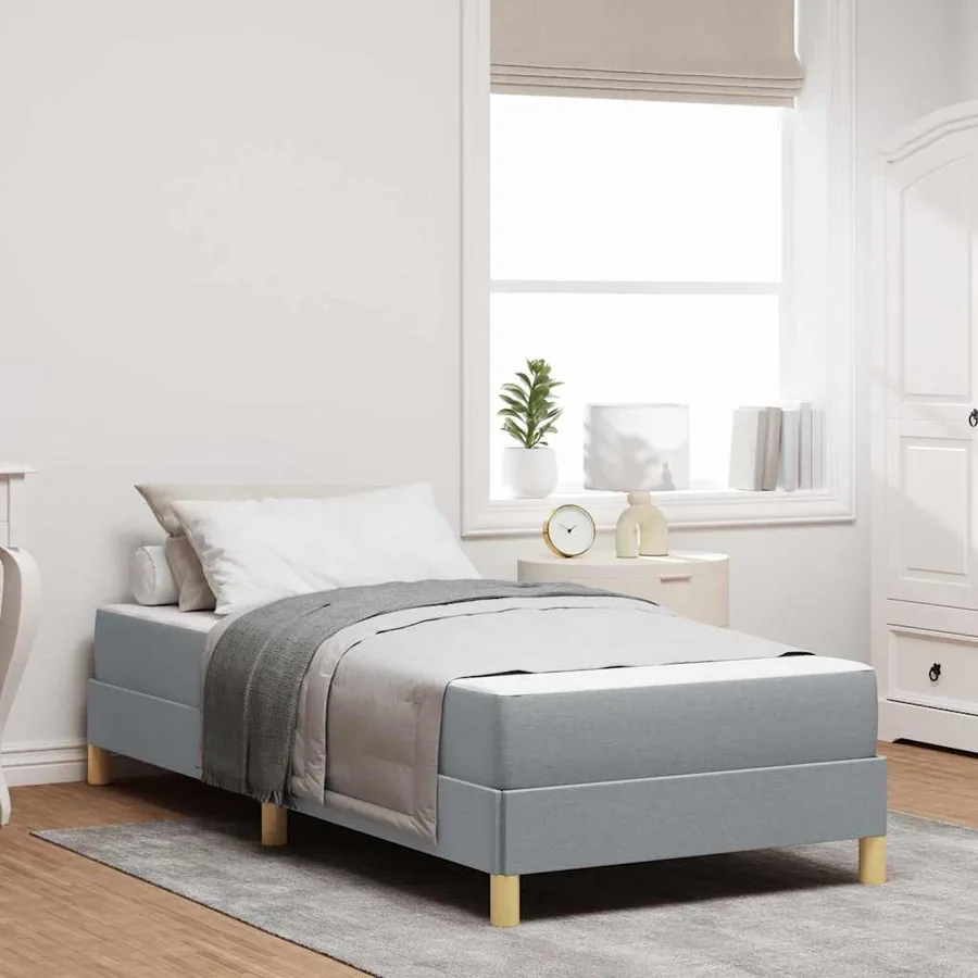 Lit à ressorts avec matelas Gris clair 80 x 200 cm tissu