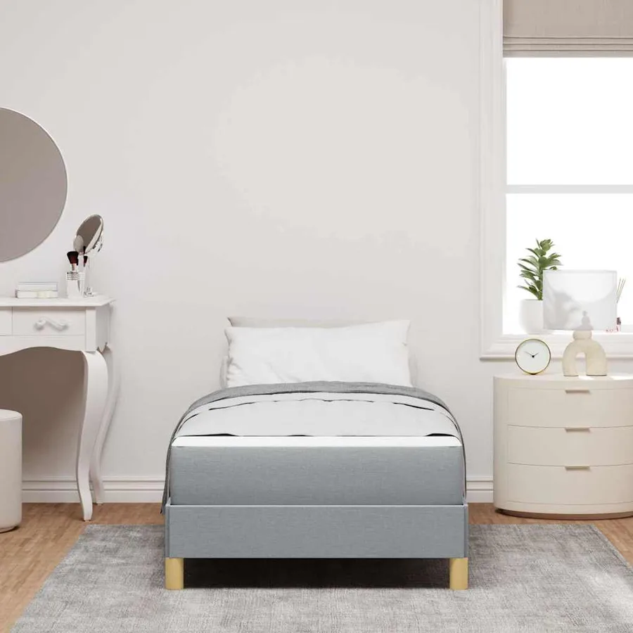 Lit à ressorts avec matelas Gris clair 80 x 200 cm tissu - 3