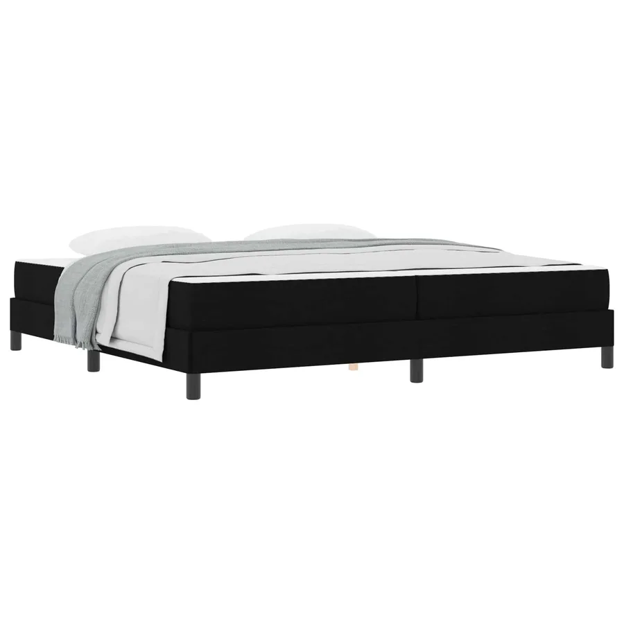 Lit à ressorts avec matelas Noir 200 x 200 cm tissu - 2