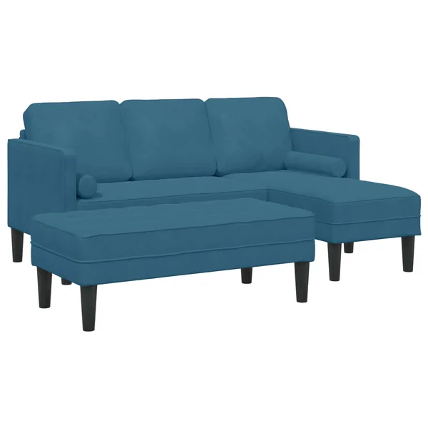 Ensemble de Canapés avec coussin 2 pcs Bleu Polyester