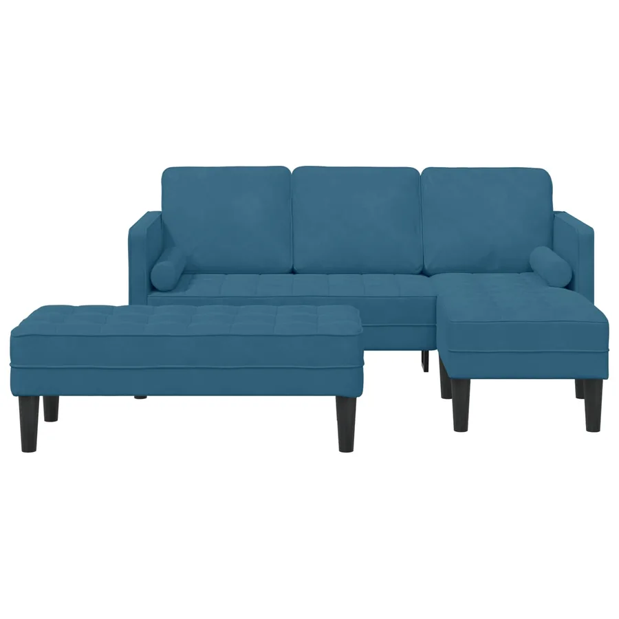 Ensemble de Canapés avec coussin 2 pcs Bleu Polyester - 2