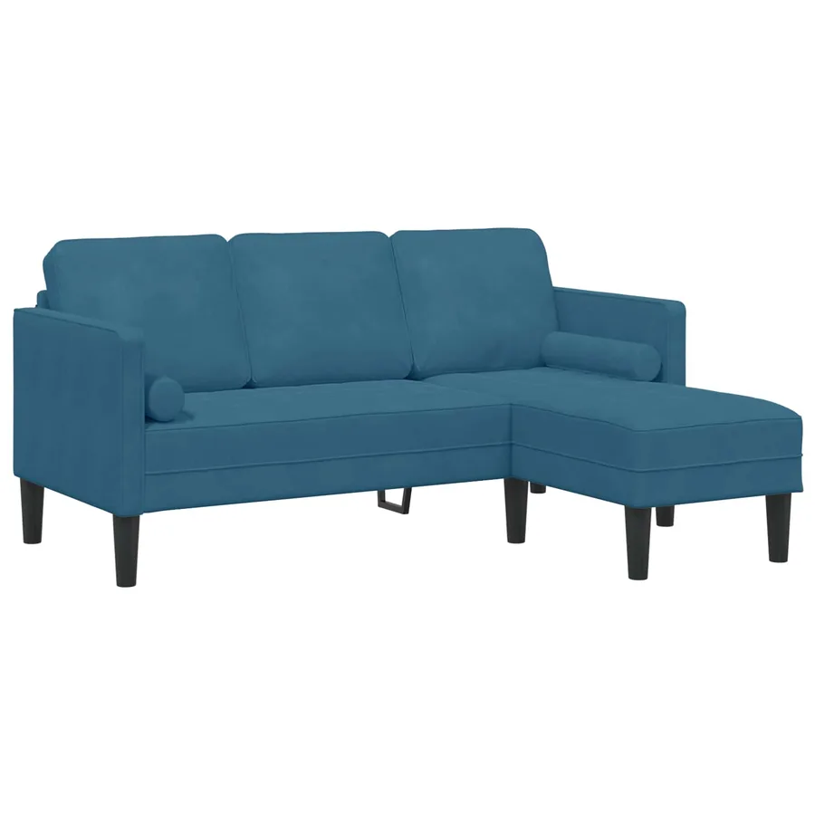 Ensemble de Canapés avec coussin 2 pcs Bleu Polyester - 3