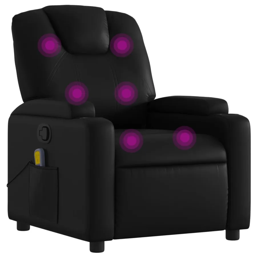 Fauteuil de massage inclinable noir similicuir - 2