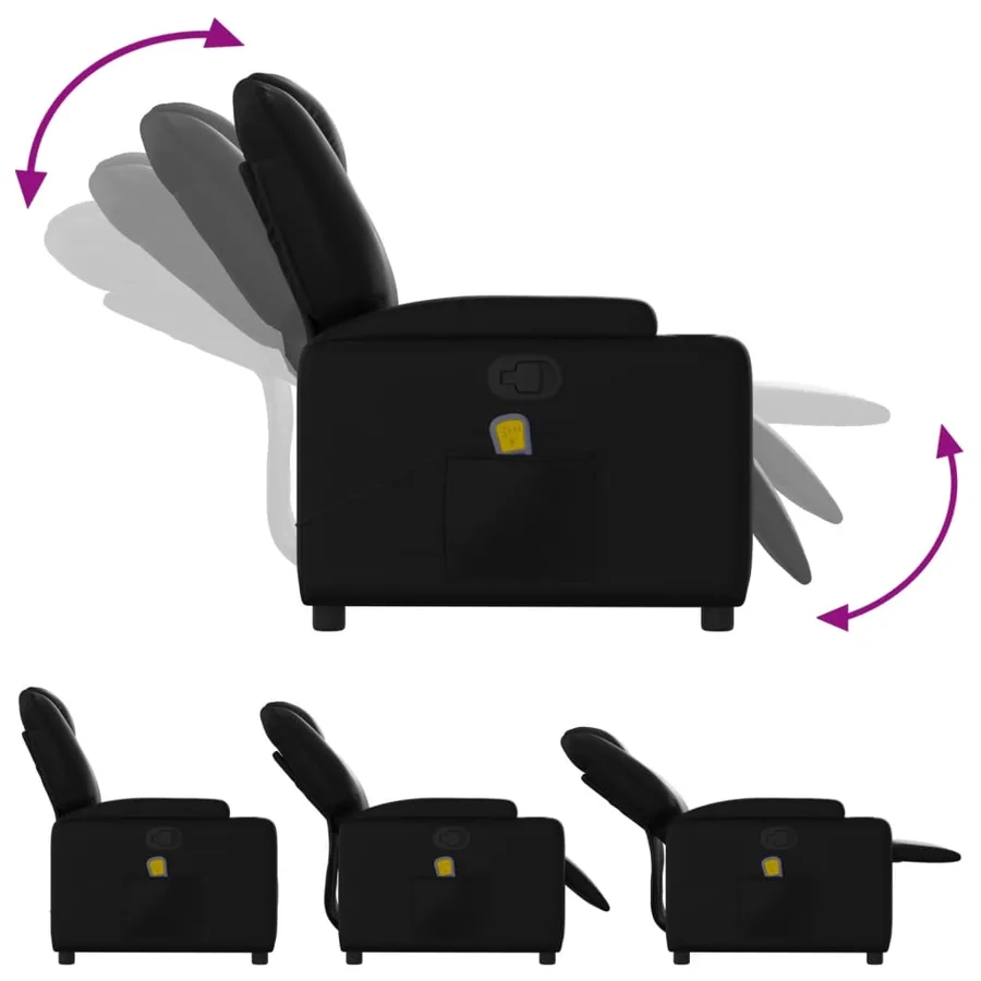 Fauteuil de massage inclinable noir similicuir - 5