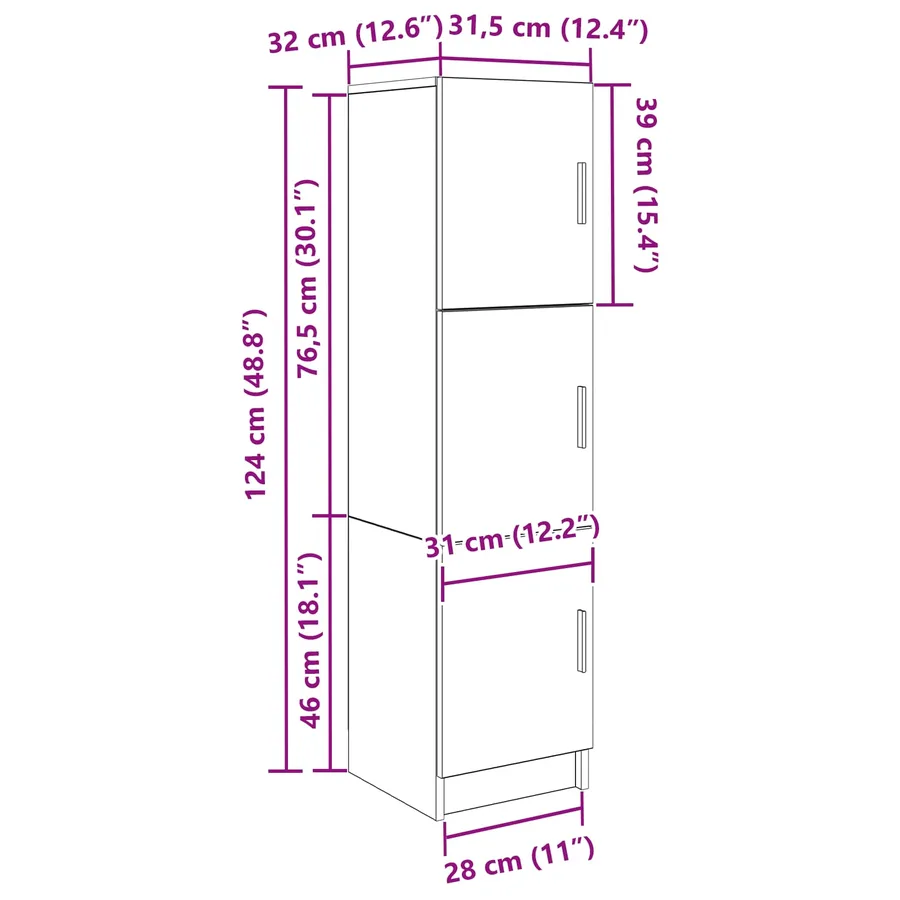 Haut Armoire Chêne artisanal 31.5 x 32 x 122.5 cm - 13