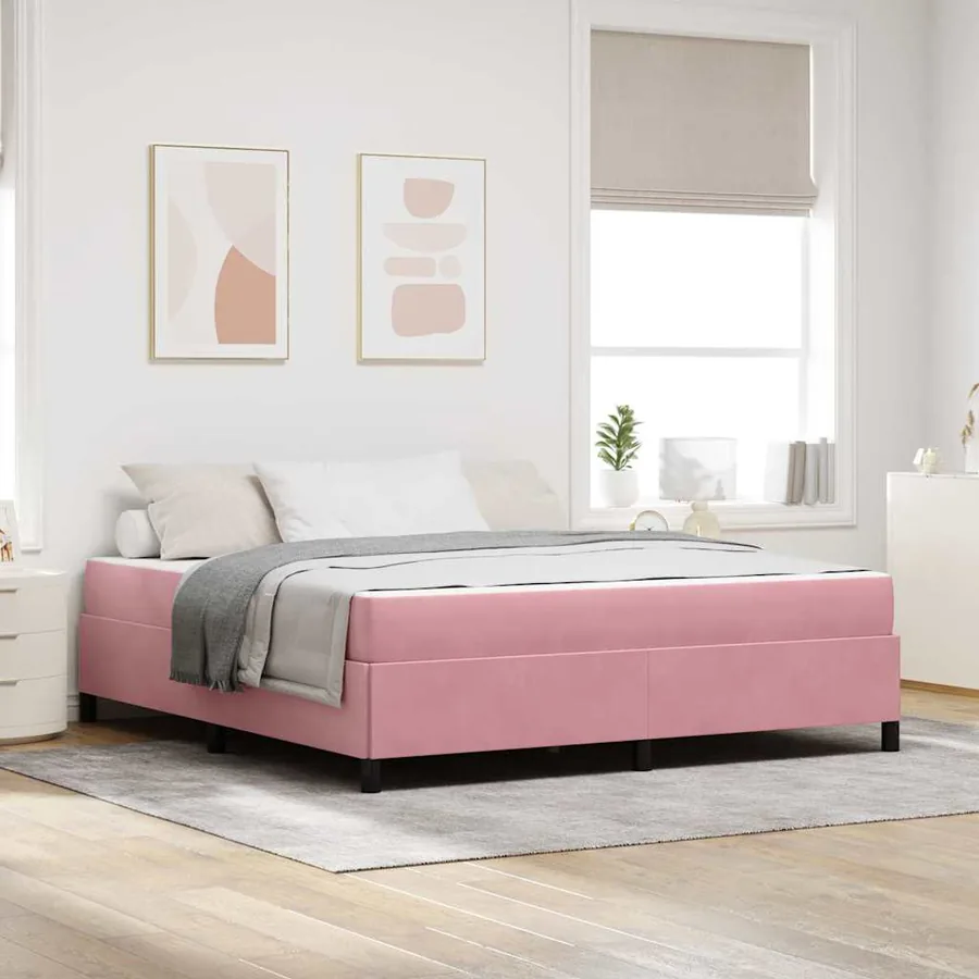 Cadre de lit avec matelas Rose 180 x 200 cm tissu