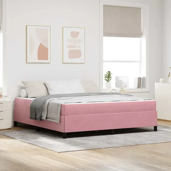 Cadre de lit avec matelas Rose 180 x 200 cm tissu