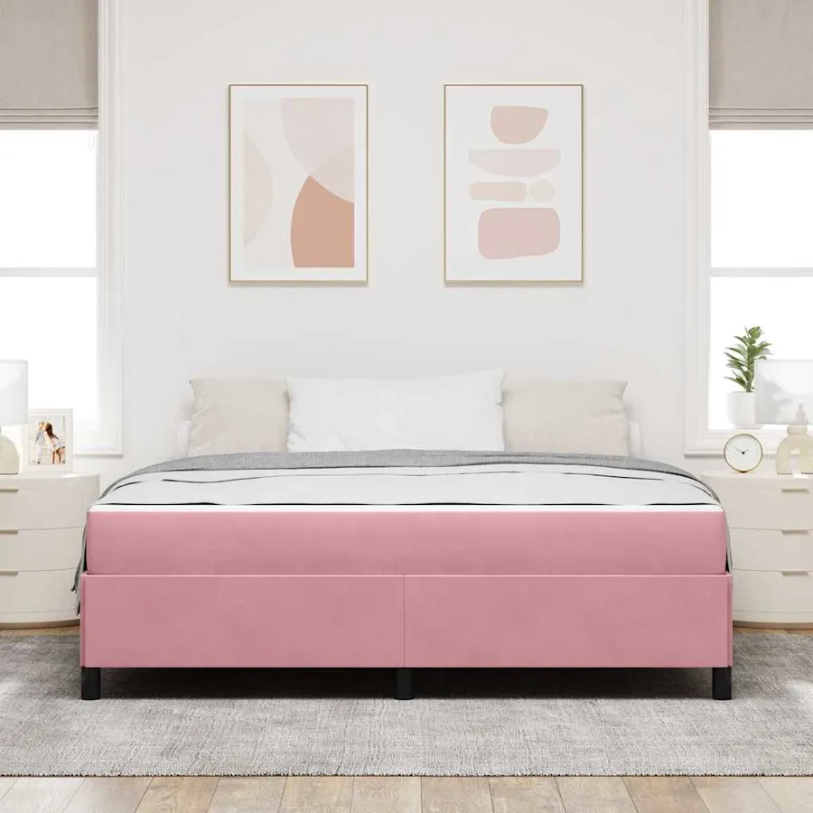 Cadre de lit avec matelas Rose 180 x 200 cm tissu - 3