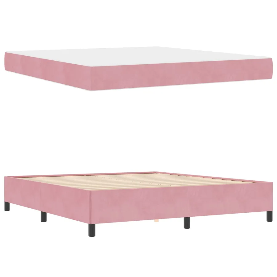 Cadre de lit avec matelas Rose 180 x 200 cm tissu - 5