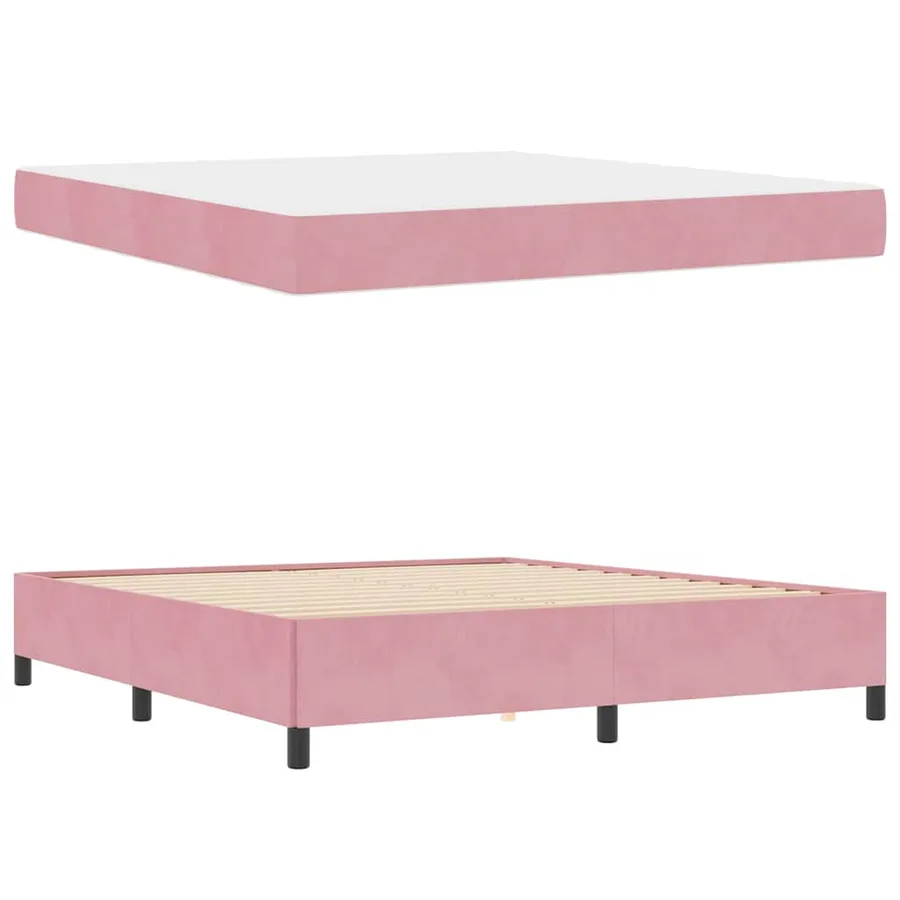 Cadre de lit avec matelas Rose 180 x 200 cm tissu - 6