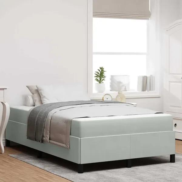 Cadre de lit avec matelas Gris clair 120 x 190 cm tissu