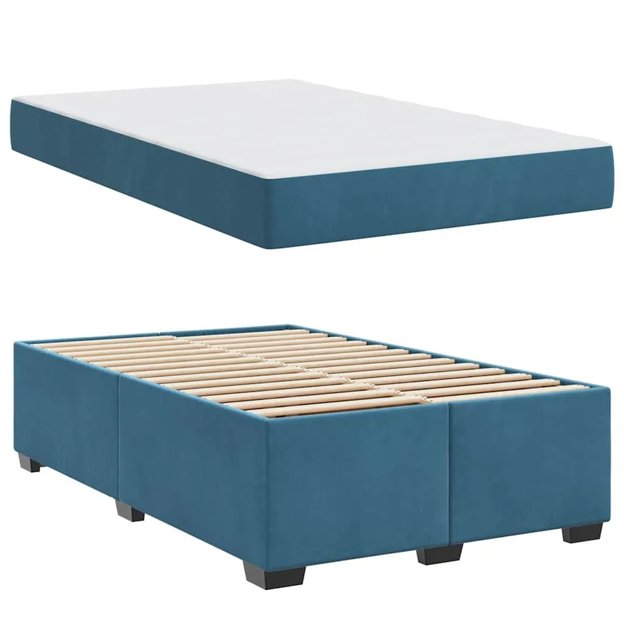 Cadre de lit avec matelas Bleu foncé 120 x 190 cm tissu - 4