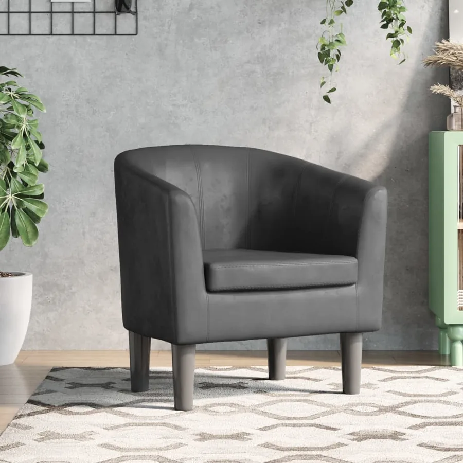 Fauteuil gris similicuir