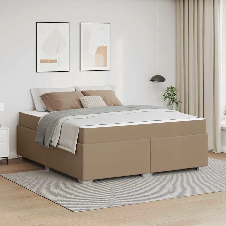 Cadre de lit avec matelas Cappuccino 180 x 200 cm tissu