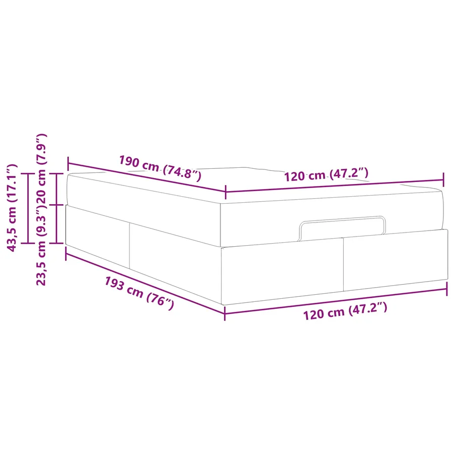 Cadre de lit avec matelas 2 pcs Tan tissu - 13