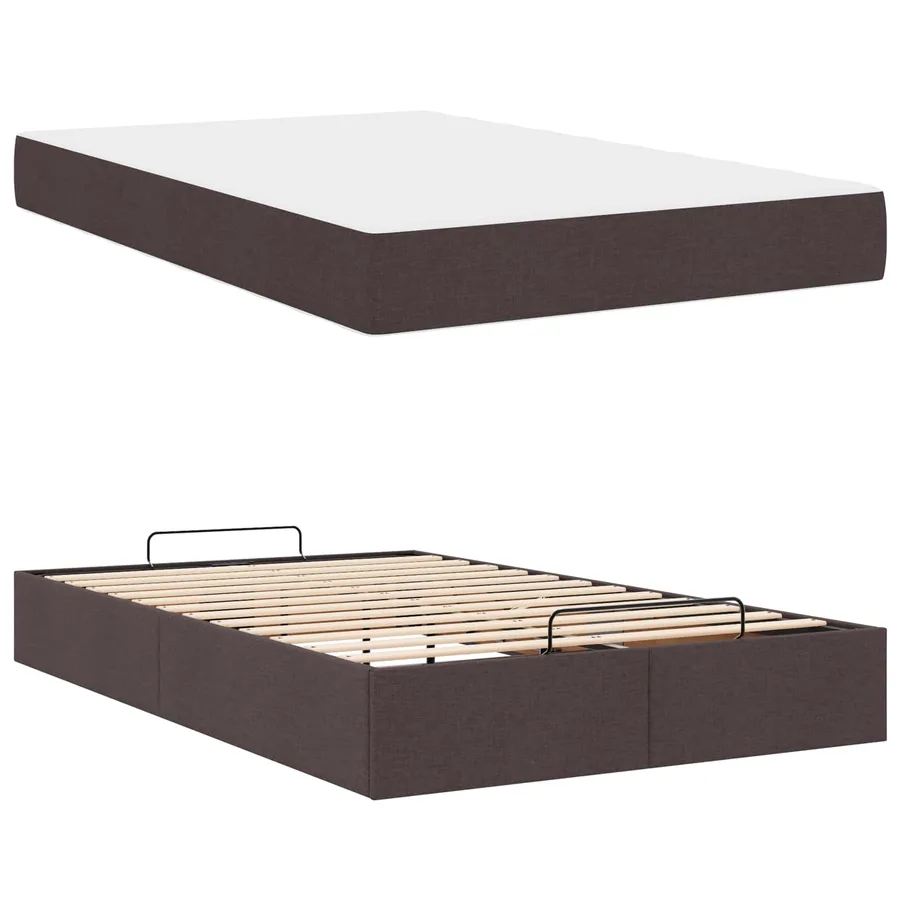 Cadre de lit avec matelas 2 pcs Tan tissu - 5