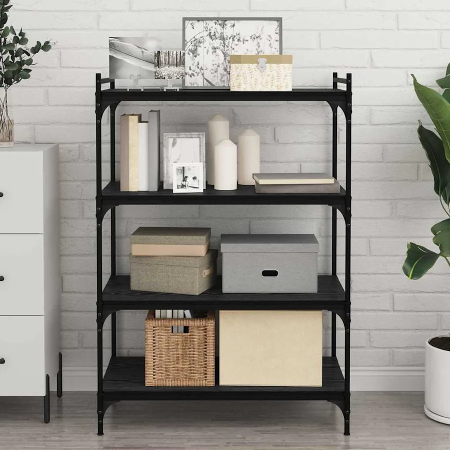 Étagère à livres 4 pcs Noir 80 x 40 x 1,5 cm Bois d'ingénierie