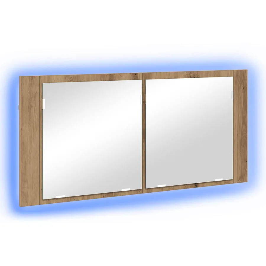 Cabinet Miroir LED Chêne artisanal 100 x 12 x 45 cm - 2
