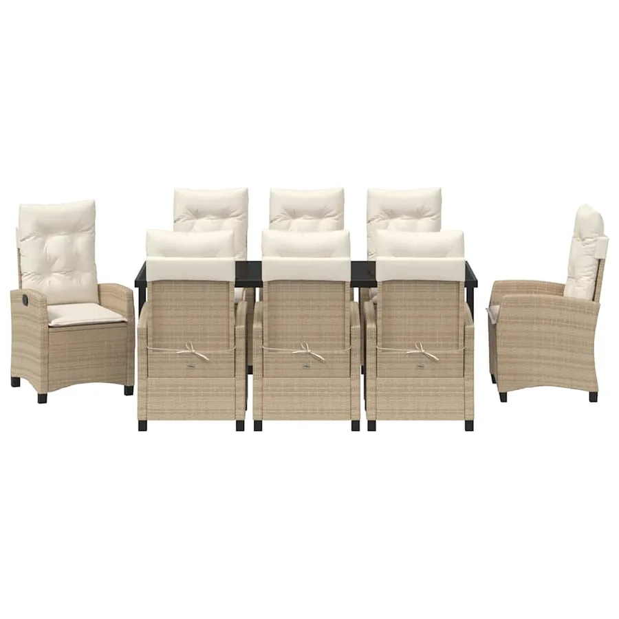 Ensemble de salle à manger pour jardin 9 pcs Beige polyrotin - 7